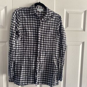 Charlotte Kellogg Palm Beach Women's 100% Silk Small Gingham Top Button